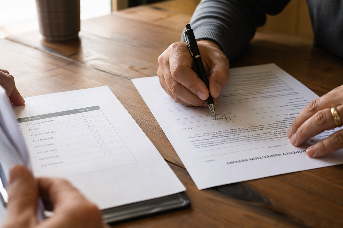 Huurder en verhuurder overlopen samen de checklist en ondertekenen het inspectierapport.
